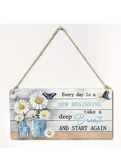 Oasisgalore 1PCS Inspirational Quote Wall Hanging.Inspirational Daisy Hanging Decor.Faux Wood,Horizontal Wall Art for Home,Office.  - Image 1