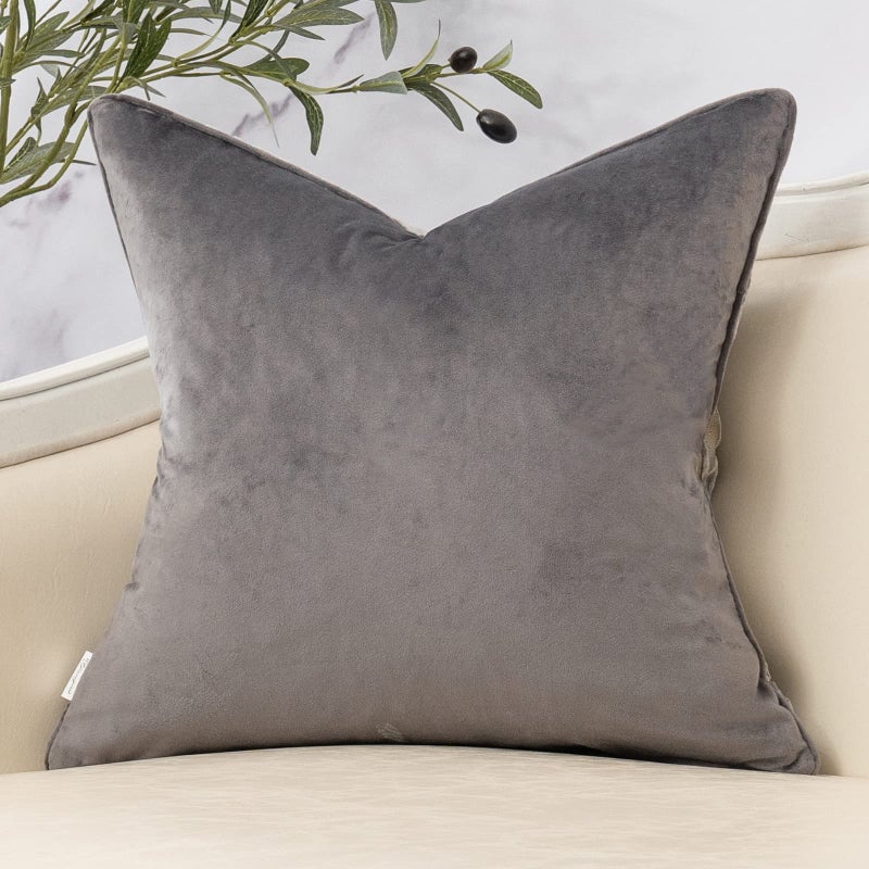 Yangest Dark Grey Twigs Throw Pillow Cover Branches Velvet Cushion Case Neutral Pillowcase for Sofa Couch Bedroom Living Room Home Decor,20x20 Inch - Image 2