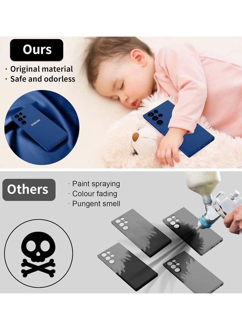 دبليو تيك سامسونج جالاكسي S24 الترا 5G 2024 غطاء حماية من السيليكون السائل الناعم الفاخر لهاتف  باللون الأزرق الداكن - Image 5