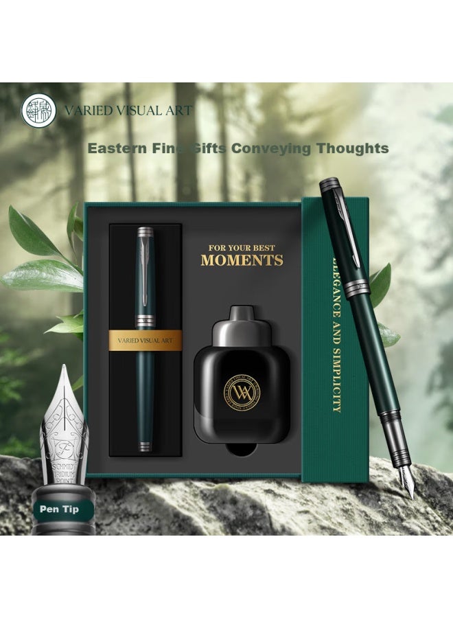 Vva Graduation Gift Schmidt Calligraphy Pen High-end Gift Box Adult Signature Pen High Appearance Value Birthday Gift Knight Series Dark Green Silver Clip 0.5mm - Image 1