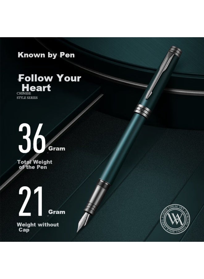 Vva Graduation Gift Schmidt Calligraphy Pen High-end Gift Box Adult Signature Pen High Appearance Value Birthday Gift Knight Series Dark Green Silver Clip 0.5mm - Image 2
