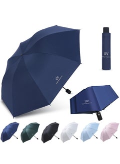 Qiccijoo Qiccijoo UV Foldable Umbrella for Rain & Sun Portable Travel Umbrella for Rain Windproof Compact Umbrella Automatic Umbrellas for Men Women Car Umbrella Golf Umbrella(Dark Blue)  - Image 1