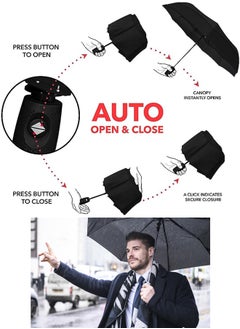 Qiccijoo Qiccijoo UV Foldable Umbrella for Rain & Sun Portable Travel Umbrella for Rain Windproof Compact Umbrella Automatic Umbrellas for Men Women Car Umbrella Golf Umbrella(Dark Blue)  - Image 4