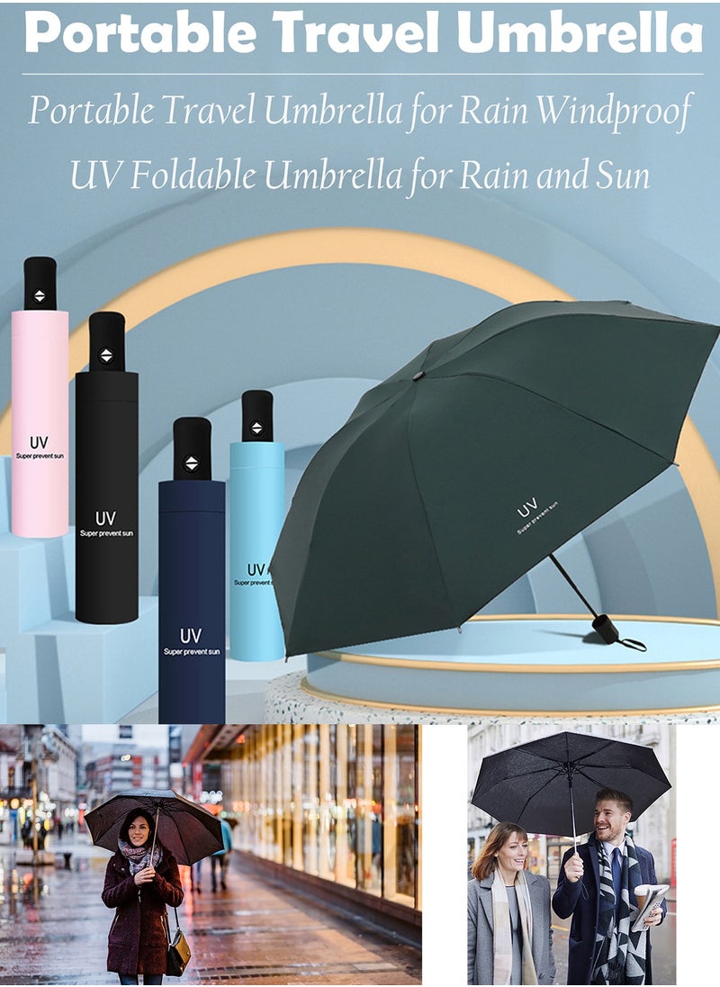 Qiccijoo - Qiccijoo UV Foldable Umbrella for Rain & Sun Portable Travel Umbrella for Rain Windproof Compact Umbrella Automatic Umbrellas for Men Women Car Umbrella Golf Umbrella(Dark Blue) - Image 1