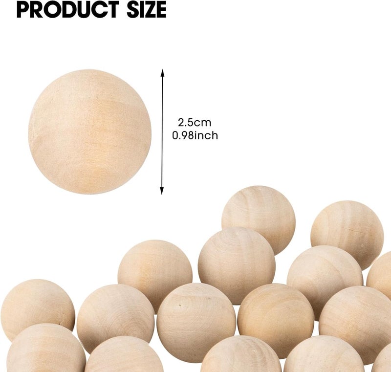 PONGJA 1 inch Wooden Balls, 60PCS Unfinished Round Wood Balls, 25mm Small Natural Wooden Balls for Crafts and DIY Decorative Projects - Image 2