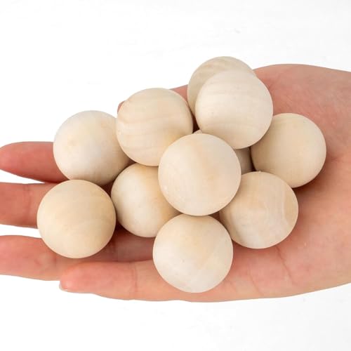 PONGJA 1 inch Wooden Balls, 60PCS Unfinished Round Wood Balls, 25mm Small Natural Wooden Balls for Crafts and DIY Decorative Projects - Image 3