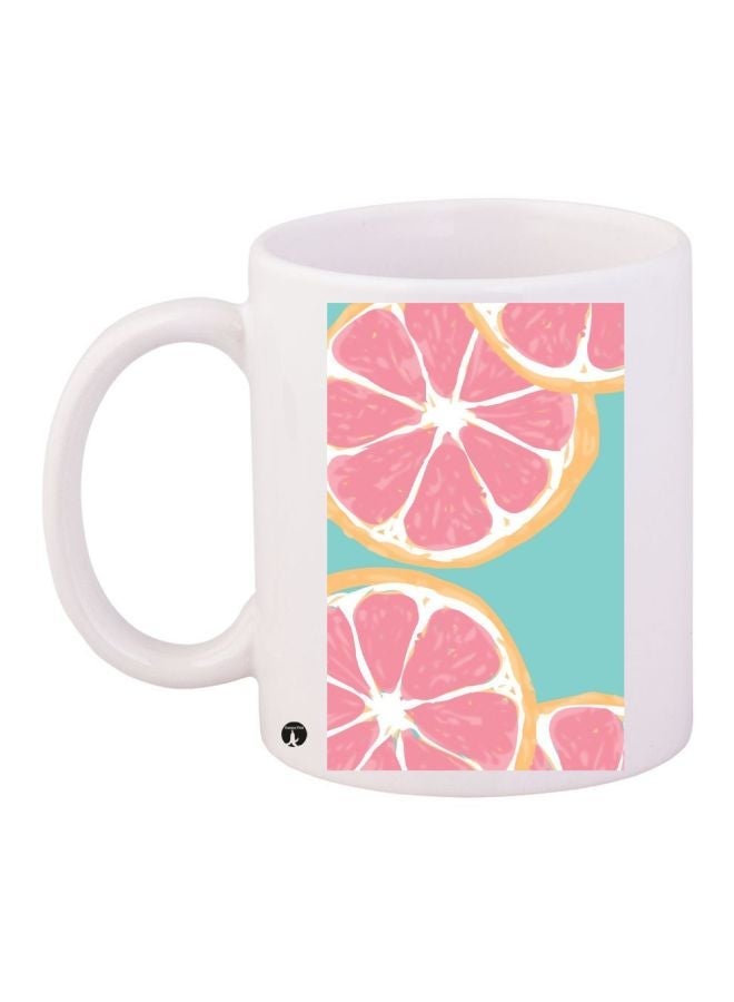 RYN Fruit Printed Coffee Mug White/Pink/Blue 11ounce