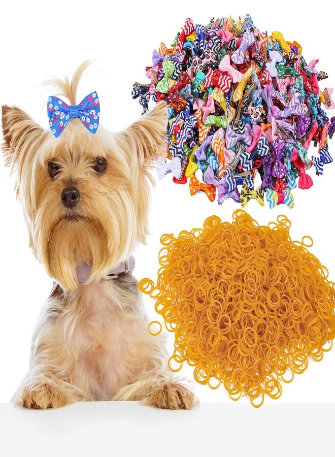 XIMA 160 Pieces Pet Hair Bows with Clips and Rubber Bands, Multicolor Puppy Dog Grooming Accessories - Image 1