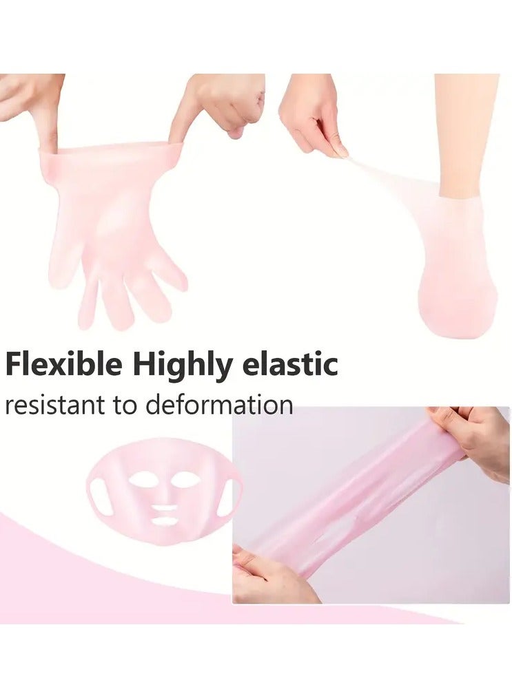 Rozino 3pcs Silicone Moisturizing Set - Reusable Facial Mask Cover, Non-Slip Gloves, and Socks for Enhanced Skin Care, Prevents Evaporation, Ideal for Daily Hand and Foot Care Routine - Image 2