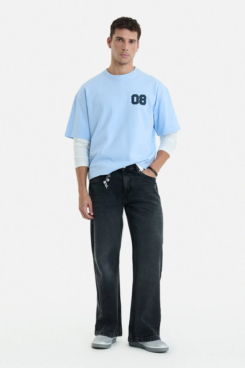 سنيتش Black Solid Flared Fit Streetwear Jeans