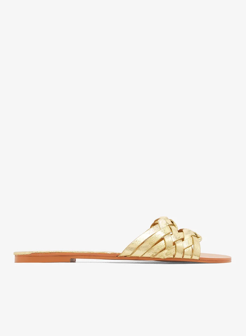 Khizana Gold Woven Detail Flat Sandals