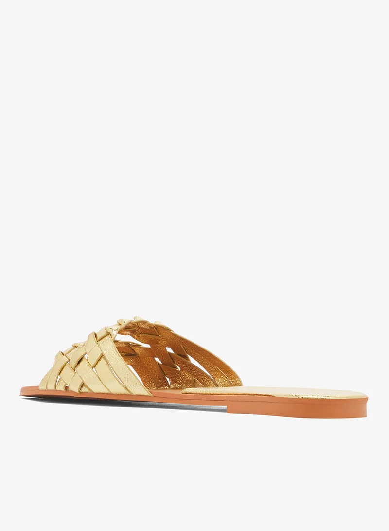 Khizana Gold Woven Detail Flat Sandals