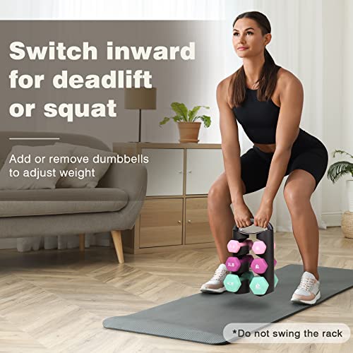 LIONSCOOL Get Fit 2LB 3LB 4LB Pair Neoprene Coated Dumbbell Set with Sturdy and Portable Rack, All Purpose Premium Hex Dumbbell Set for Home Gym and Strength Training, No Assembly Needed - Image 5