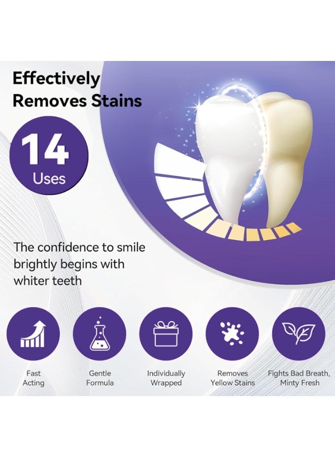 Feimuko Purple Teeth Whitening Strips for Sensitive Teeth, Enamel-Safe Color Correcting Tooth Whitener, Effectively Removes Stubborn Stains, Fast Acting  Non-Slip Grip, 14 Strips - Image 2