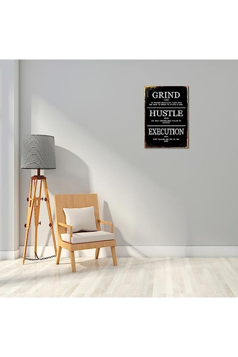 KAWAHONE ALAYRA Motivational Wall Decor-Grind Hustle Execution Quotes-Positive Affirmations Poster, Inspirational Black and White Artwork for Living Room Modern Home Decor - Image 2