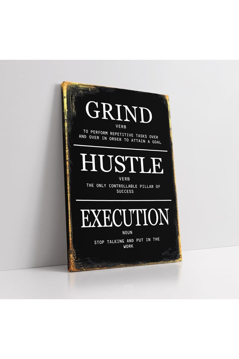 KAWAHONE ALAYRA Motivational Wall Decor-Grind Hustle Execution Quotes-Positive Affirmations Poster, Inspirational Black and White Artwork for Living Room Modern Home Decor - Image 1
