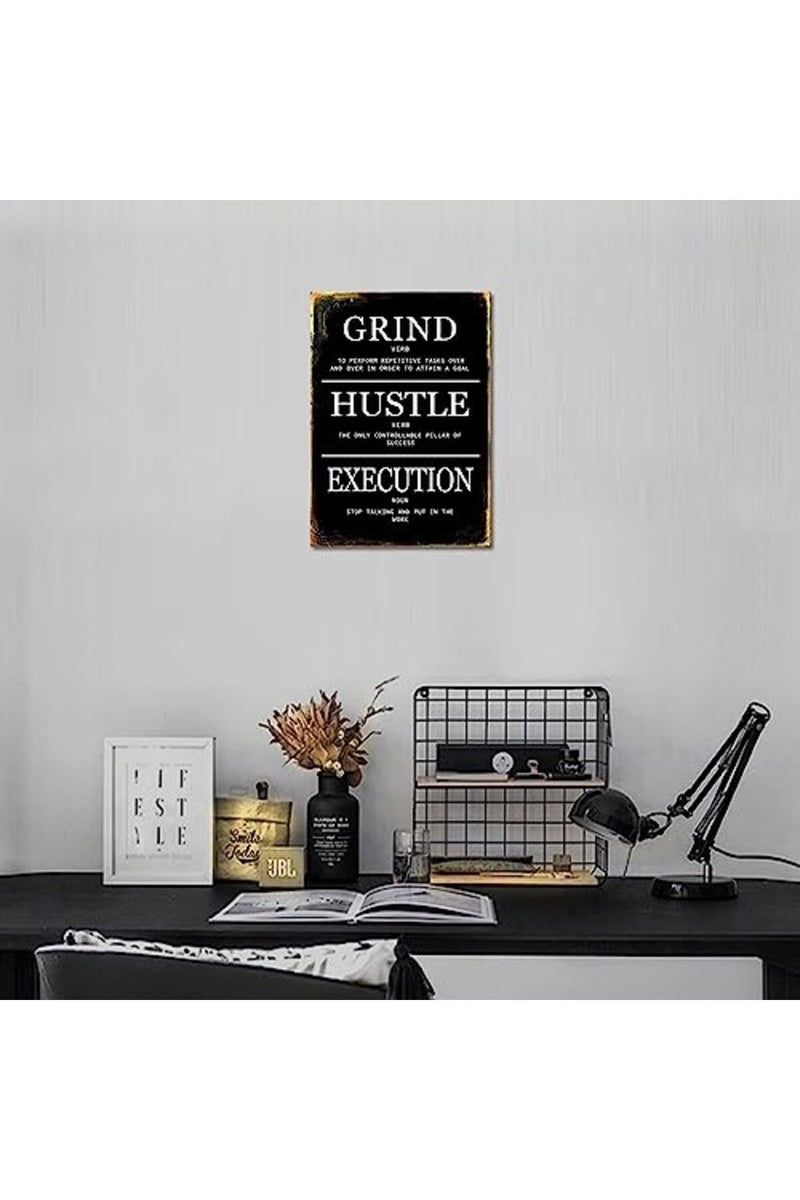 KAWAHONE ALAYRA Motivational Wall Decor-Grind Hustle Execution Quotes-Positive Affirmations Poster, Inspirational Black and White Artwork for Living Room Modern Home Decor - Image 3