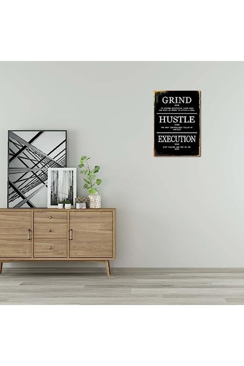 KAWAHONE ALAYRA Motivational Wall Decor-Grind Hustle Execution Quotes-Positive Affirmations Poster, Inspirational Black and White Artwork for Living Room Modern Home Decor - Image 4