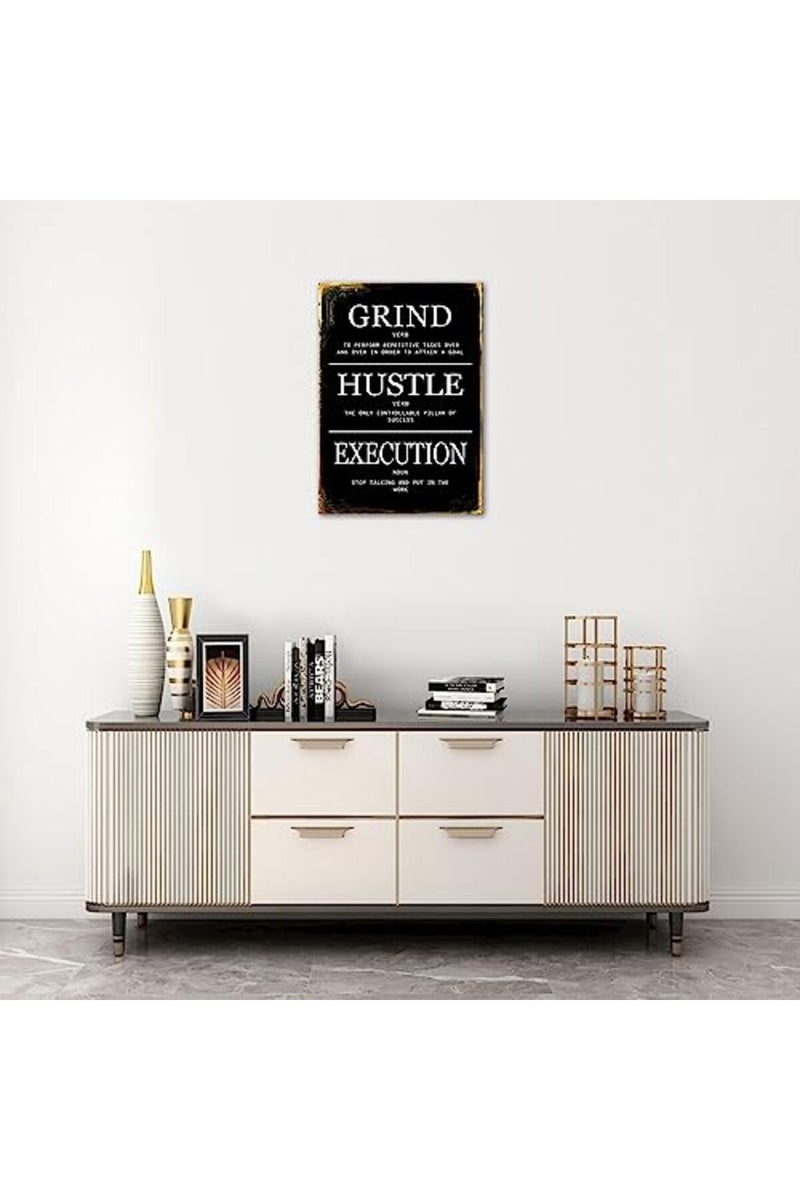 KAWAHONE ALAYRA Motivational Wall Decor-Grind Hustle Execution Quotes-Positive Affirmations Poster, Inspirational Black and White Artwork for Living Room Modern Home Decor - Image 5