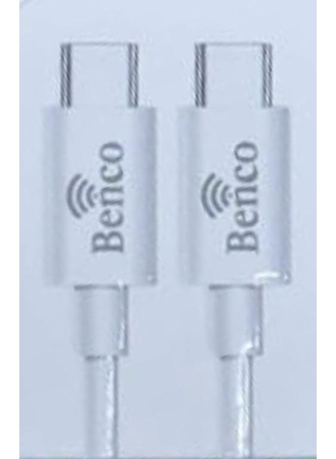 بينكو طقم الشحن السريع Benco H-Ty-IPh-36 بقوة 38 واط - محول مكعب PD بقوة 20 واط مع كابل مضفر من النوع C - أبيض - Image 2
