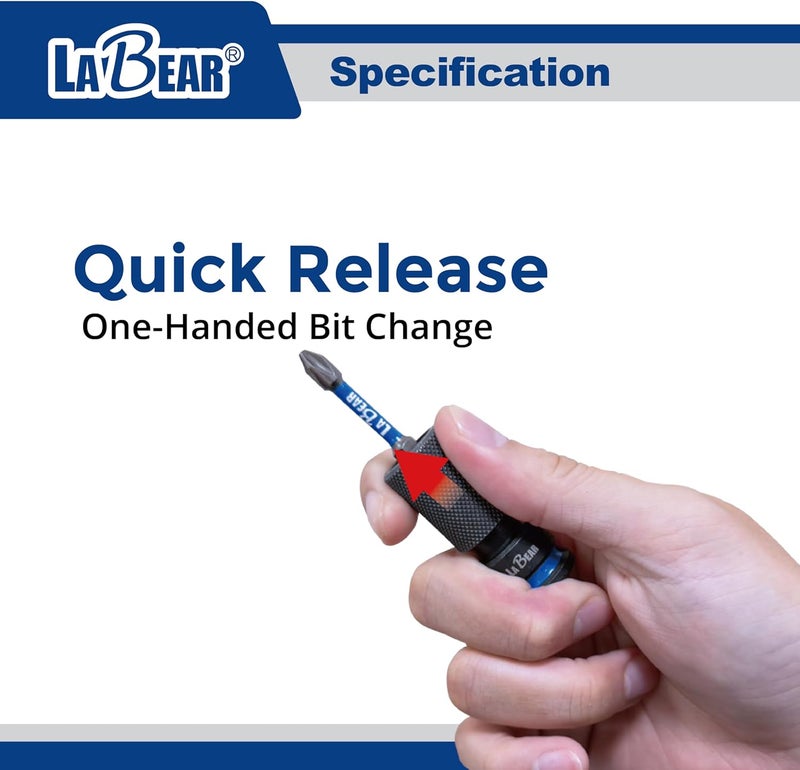 LABEAR Quick Release Bit Holder 3/8" Square Drive to 1/4" Hex Impact Adapter, with Patent Adjustable Screw, Cr-Mo Steel for Ratchet, Drill & Power Tools - Image 4