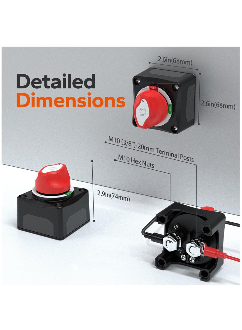 كابتن تيك Battery Switch 12-48V Waterproof Battery Shut Off Switch Battery Power Cut Master Switch Disconnect Isolator 275A High Current for Car Vehicle RV and Marine Boat (On/Off) - Image 5
