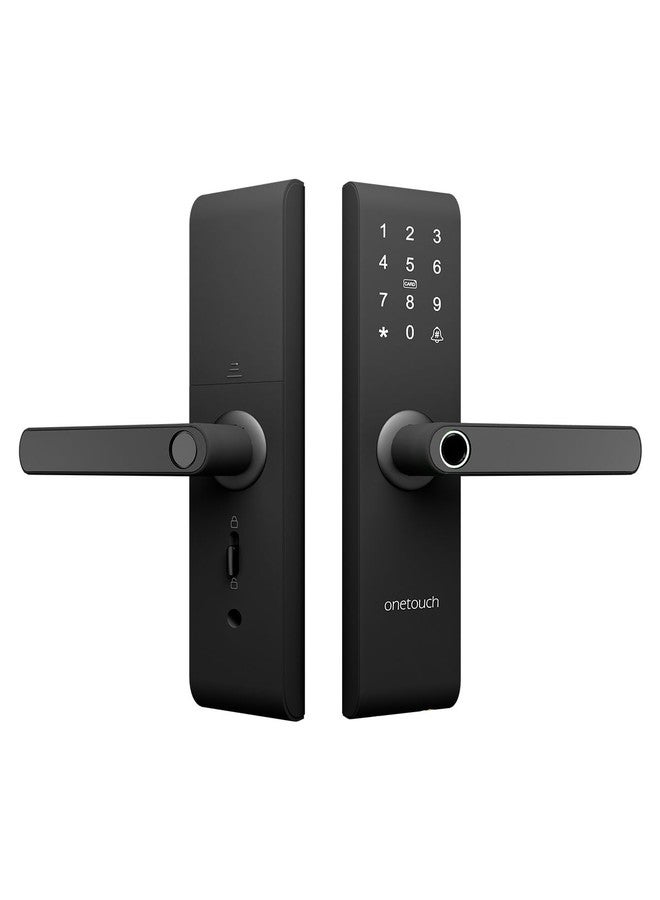 ONETOUCH OT 160 Standalone Smart Door Lock with Fingerprint, PIN, RFID & Mechanical Key | Offline Digital Door Lock for Home & Office | Free Installation | Suitable for Wooden Doors | Black - Image 1