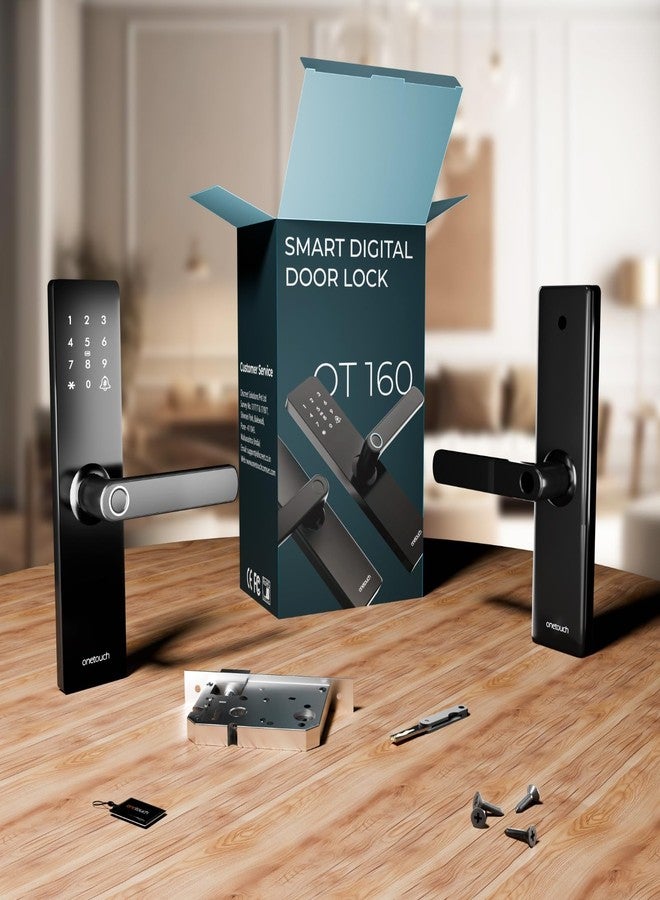 ONETOUCH OT 160 Standalone Smart Door Lock with Fingerprint, PIN, RFID & Mechanical Key | Offline Digital Door Lock for Home & Office | Free Installation | Suitable for Wooden Doors | Black - Image 4