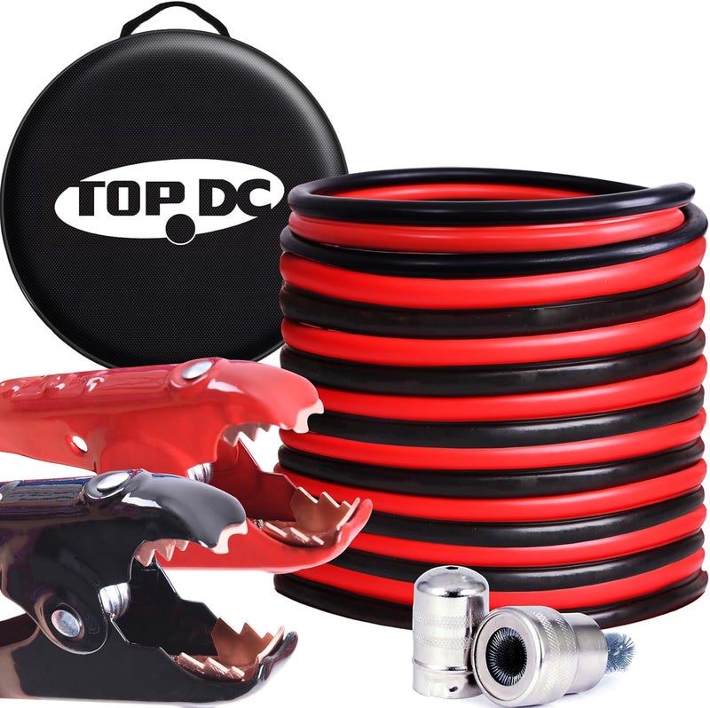 TOPDC 2 Gauge 20ft Jumper Cables - Ultimate Power for Instant Jump Start, Heavy Duty Booster Cables for Car, Truck & SUV Batteries, Includes Carry Bag - Image 1