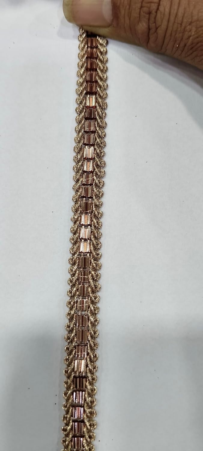 PREMDAS LACES PREMDAS LACE Net Fabric Katdana Nalki Lace for Sarees Border Finetage Pipe Lace for Dresses Sarees Lehenga Suits Blouses Dupatta Chunri and Craft 9meter Rose Gold - Image 2