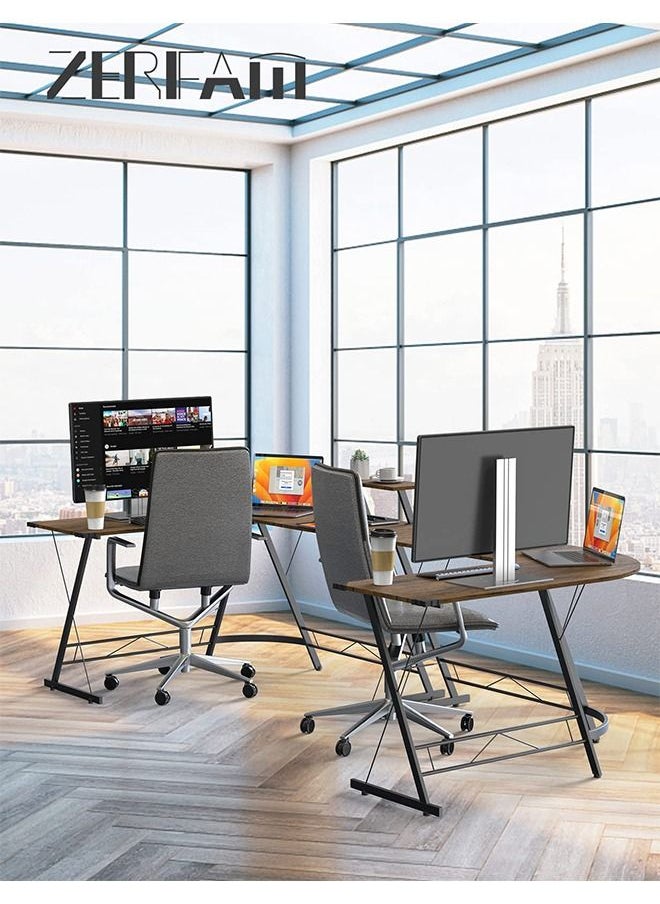 ZERIFAM - 160 x 45 cm L Shaped Desk, Easy to Assemble Computer Desk, Computer Corner Desk, Home Gaming Desk, Large Monitor Stand Office Writing Workstation - Image 1