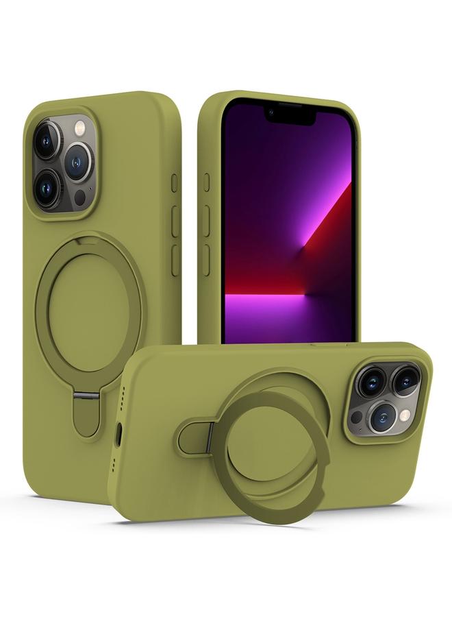 S-TOP Case For iPhone 16 Pro Max Liquid Silicone MagSafe Magnetic Phone Case with Ring Holder - Image 1