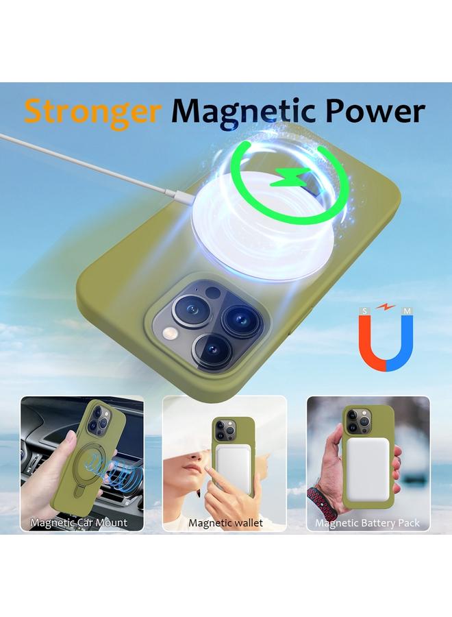 S-TOP Case For iPhone 16 Pro Max Liquid Silicone MagSafe Magnetic Phone Case with Ring Holder - Image 3