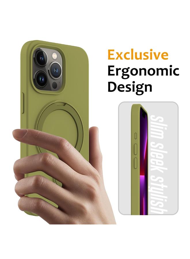 S-TOP Case For iPhone 16 Pro Max Liquid Silicone MagSafe Magnetic Phone Case with Ring Holder - Image 2