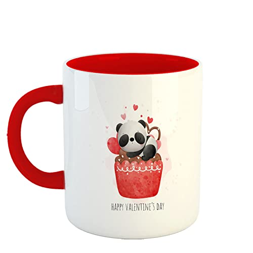 Happu Happu Valentine Day Printed Ceramic Coffee Mug Cute Panda Valentine Day Gifts for BoyfriendGirlfriend Gift for HusbandWife Gift for LoverCoupleHisHer 325 ML11Oz HP24513TRD  - Image 1