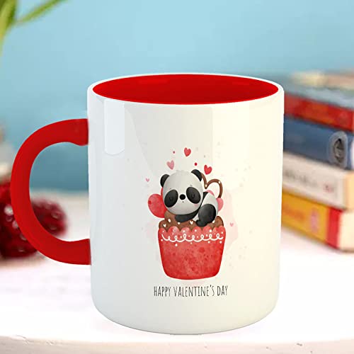 Happu Happu Valentine Day Printed Ceramic Coffee Mug Cute Panda Valentine Day Gifts for BoyfriendGirlfriend Gift for HusbandWife Gift for LoverCoupleHisHer 325 ML11Oz HP24513TRD  - Image 3