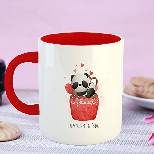 Happu Happu Valentine Day Printed Ceramic Coffee Mug Cute Panda Valentine Day Gifts for BoyfriendGirlfriend Gift for HusbandWife Gift for LoverCoupleHisHer 325 ML11Oz HP24513TRD  - Image 4