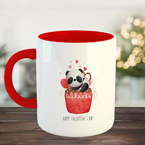 Happu Happu Valentine Day Printed Ceramic Coffee Mug Cute Panda Valentine Day Gifts for BoyfriendGirlfriend Gift for HusbandWife Gift for LoverCoupleHisHer 325 ML11Oz HP24513TRD  - Image 2