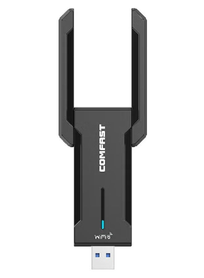 COMFAST CF-972AX Dual Band WiFi 6 USB Adapter 5400Mbps Wireless Network Card with 2.4GHz/5.8GHz Dual Antennas, USB 3.0 High-Speed Connection for Desktop & Laptop – Black - Image 1