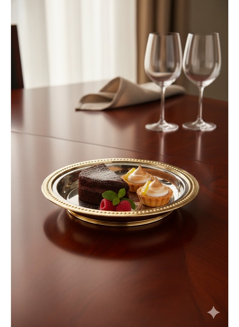 حلة تقديم من النحاس المصقول – بغطاء زخرفي ومقابض جانبية - Image 2