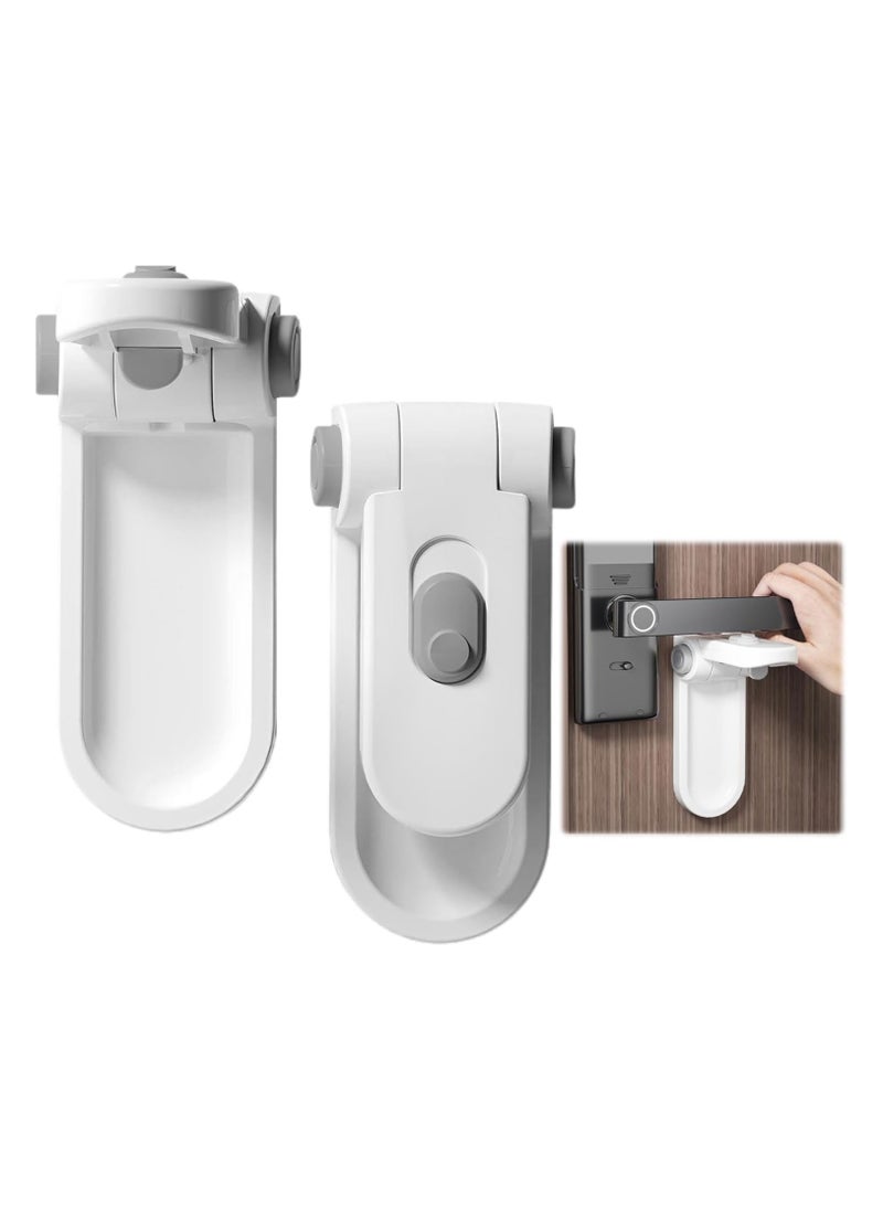 Door Lock, 2PCS Door Lock, Without Drilling Bedroom Door Lock, Adhesive Door Handle Lock for Children Pet, Door Locks for Children, Child Locks for Doors, Child Door Lock for Toddler and Pets  - Image 1