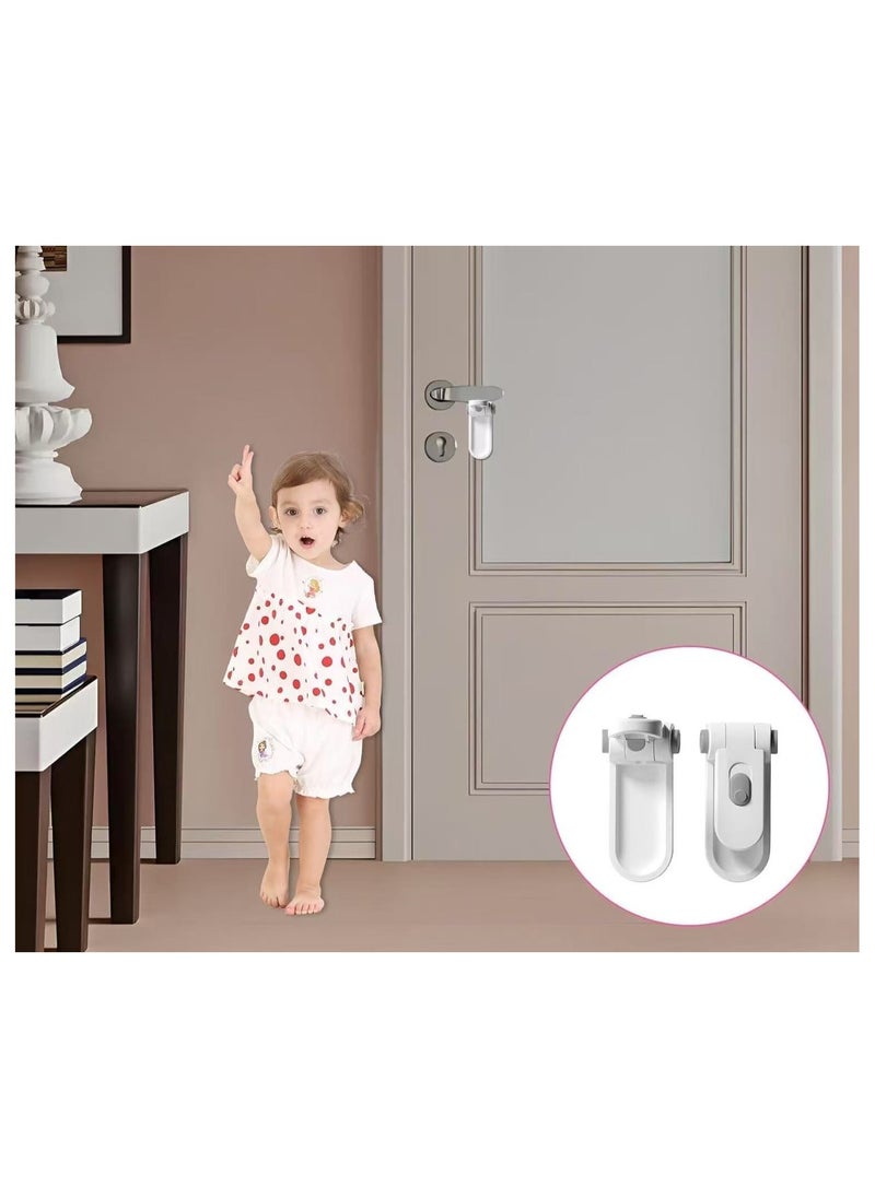 Door Lock, 2PCS Door Lock, Without Drilling Bedroom Door Lock, Adhesive Door Handle Lock for Children Pet, Door Locks for Children, Child Locks for Doors, Child Door Lock for Toddler and Pets  - Image 4