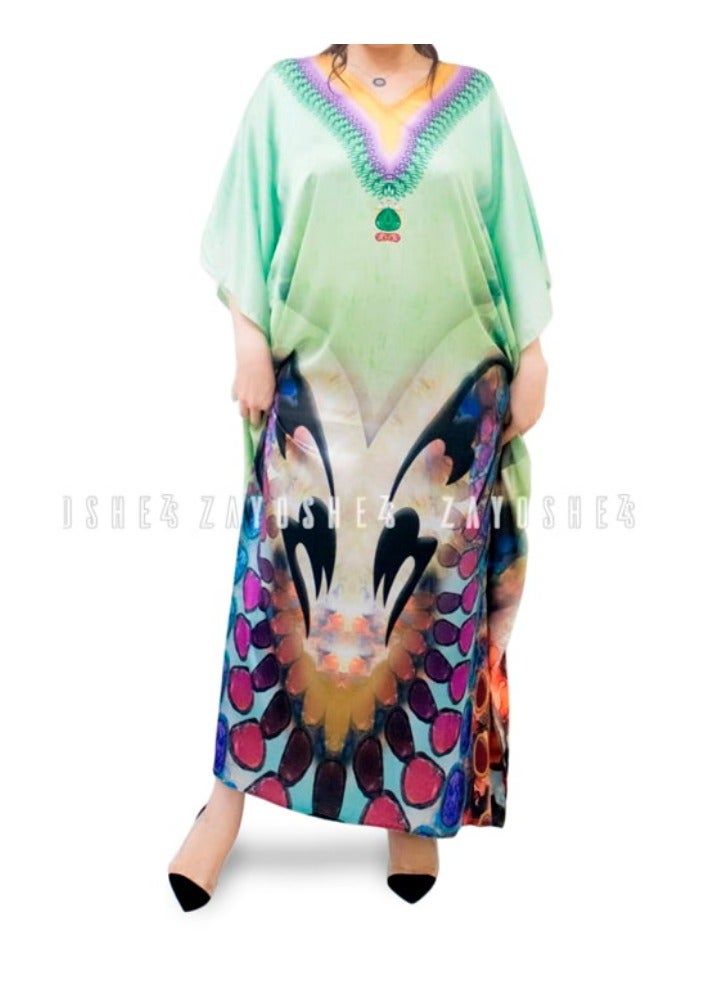 ZAYOSHE Digital Print Kaftan-Green  - Image 2