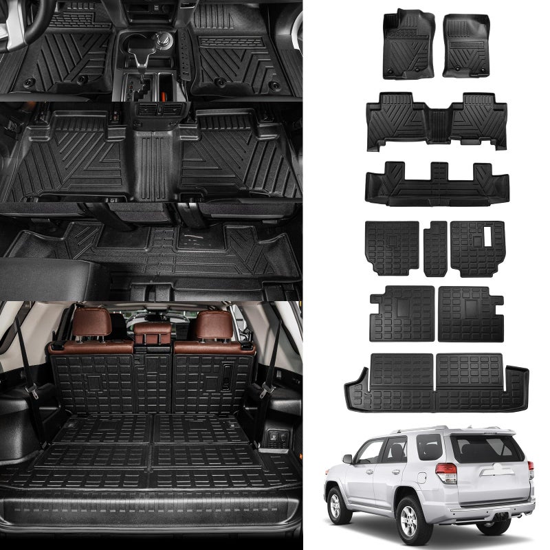 Dattumar Floor Mats Compatible with 20132024 Toyota 4 Runner 7 Seat Cargo Mat Liner Back Seat Cover Protector 2023 4Runner Accessories Fit 7 Seat Floor MatsTrunk Mat2nd 3rd Row Backrest Mats