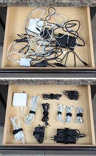 SimpleCord Cable Management Ties(30) 8" Reusable Self-Gripping Cord Straps- Organize Cables, Cords, and Wires- Simple Cord Organizer for Desks and Office (Black) - Image 2