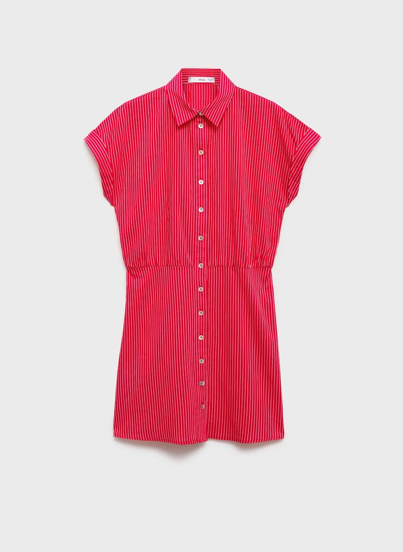 MANGO Striped Cotton Shirt Dress