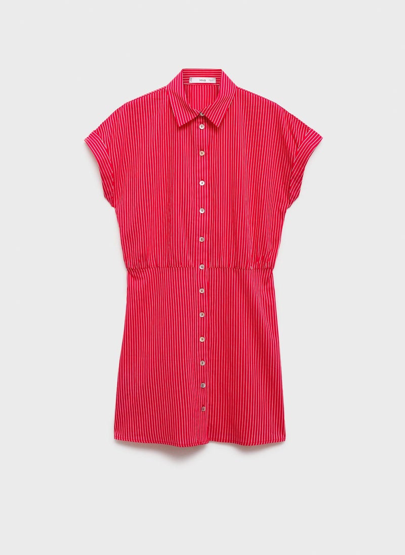MANGO - Striped Cotton Shirt Dress - Image 1