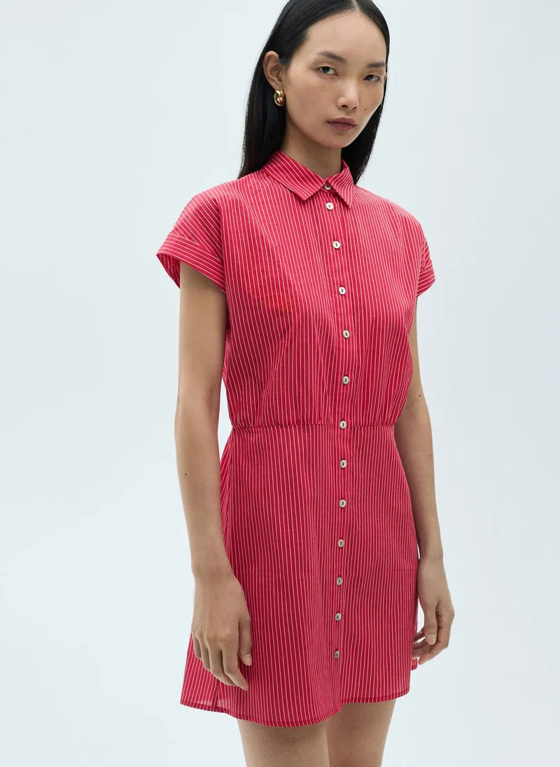 مانجو Striped Cotton Shirt Dress