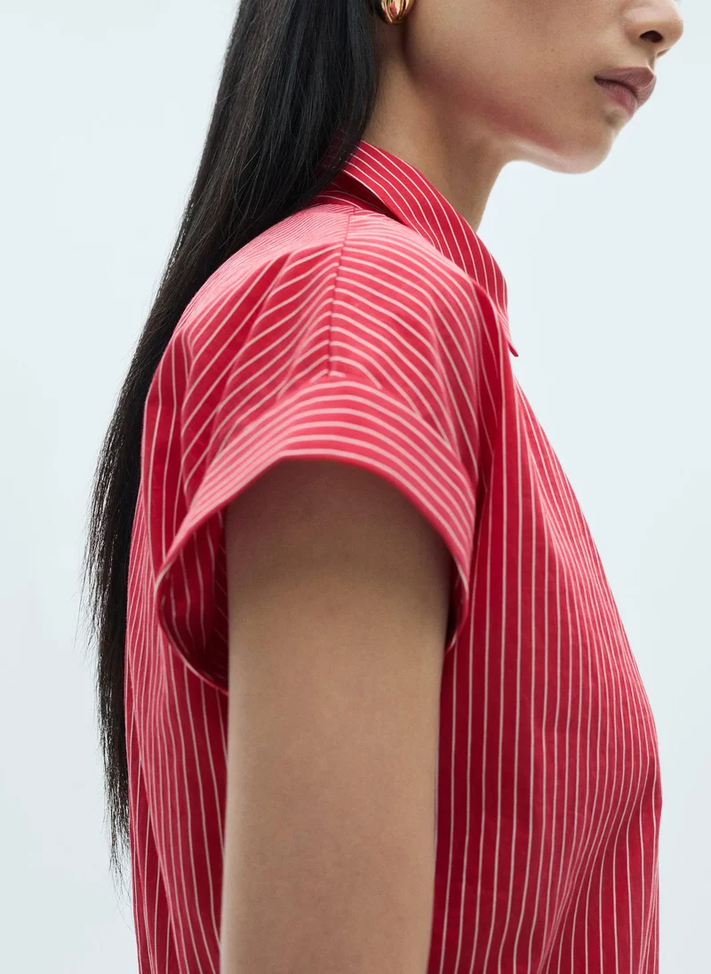 MANGO Striped Cotton Shirt Dress