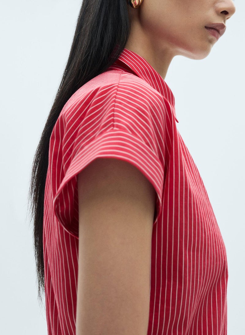 MANGO - Striped Cotton Shirt Dress - Image 1